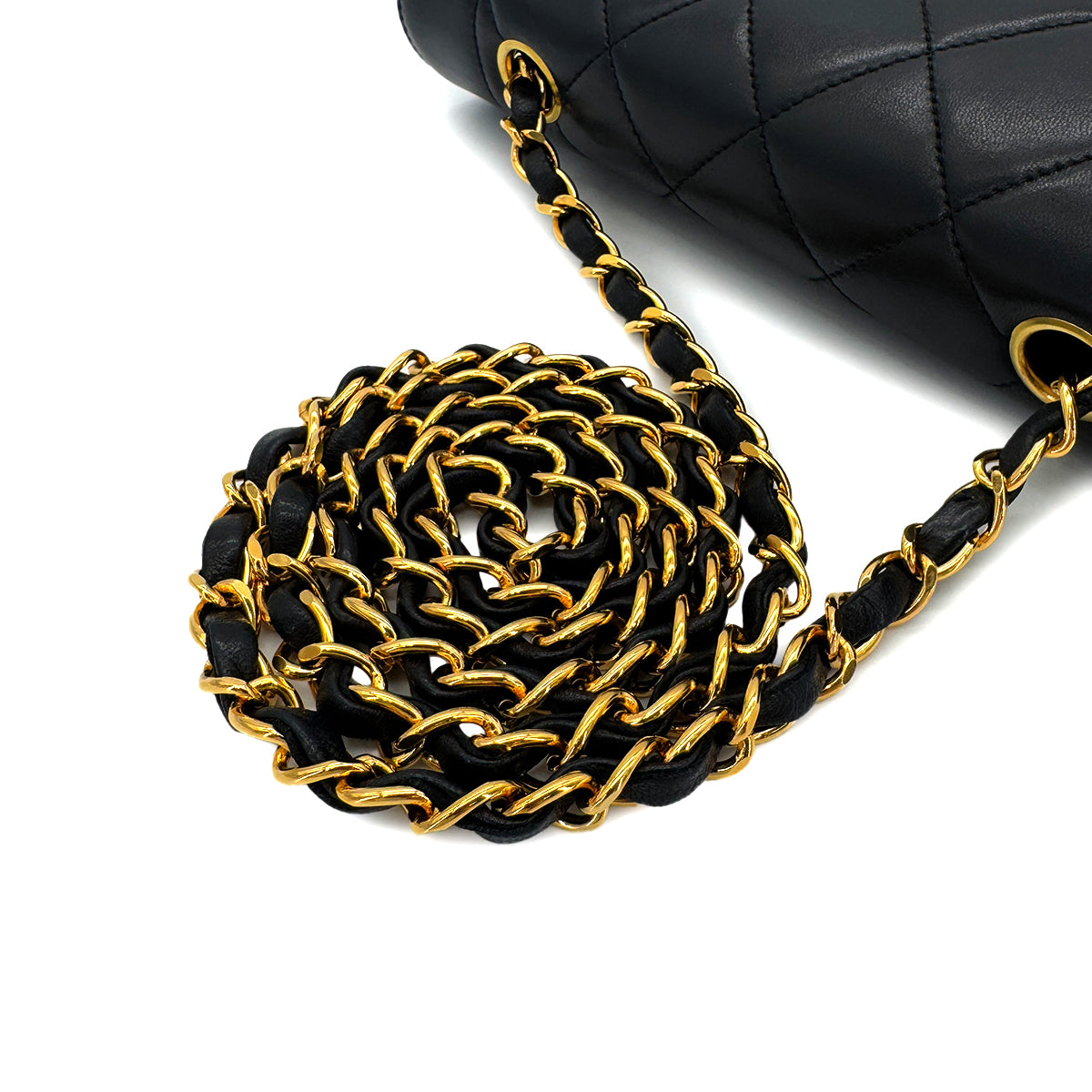 CHANEL VINTAGE DIANA SMALL CHAIN SHOULDER BAG BLACK LAMB SKIN 90286873