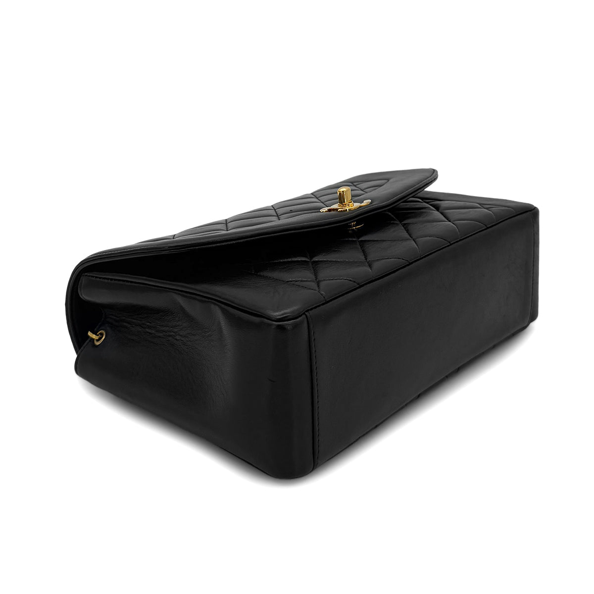 CHANEL VINTAGE MATELASSE CHAIN SHOULDER BAG BLACK LAMB SKIN 90286874