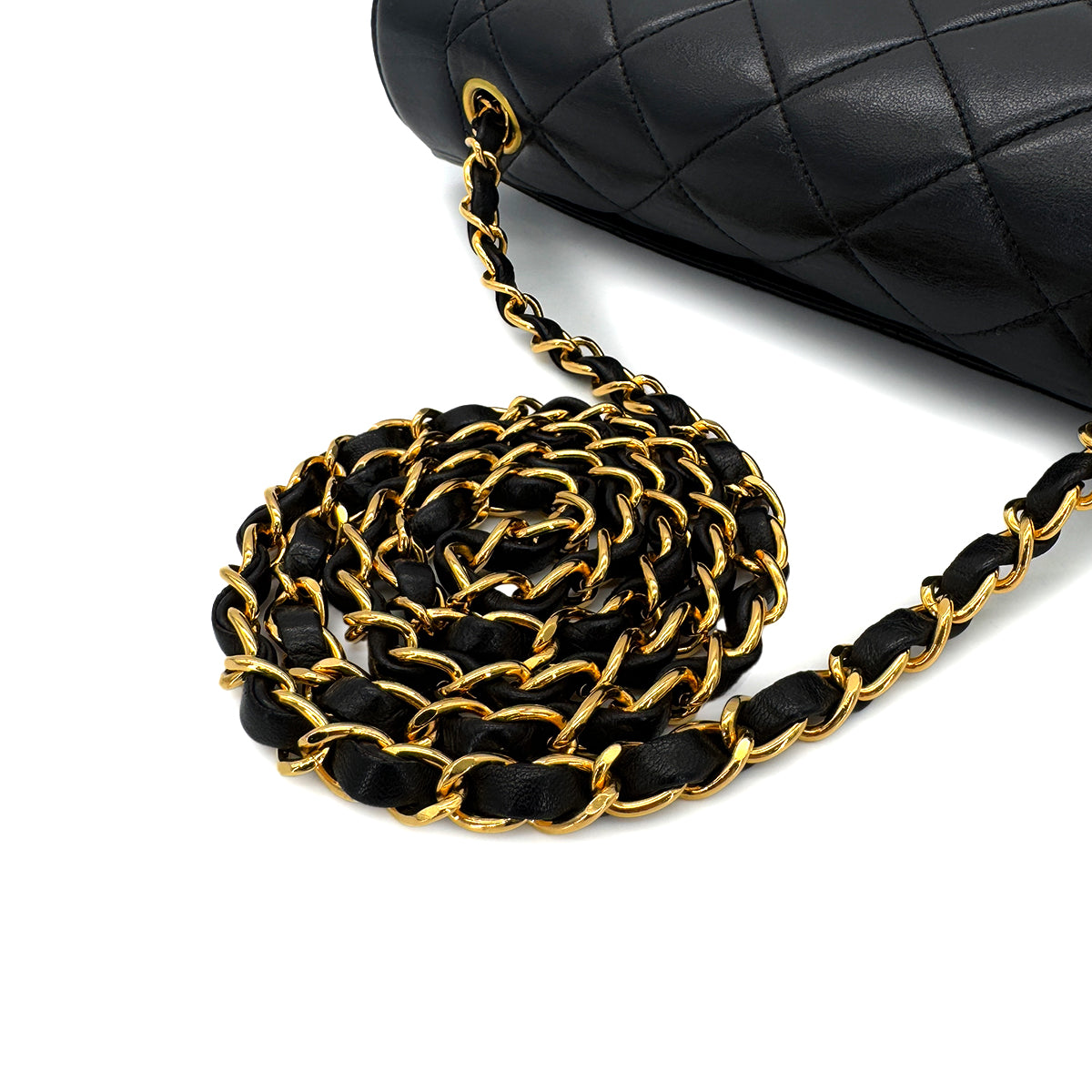 CHANEL VINTAGE MATELASSE CHAIN SHOULDER BAG BLACK LAMB SKIN 90286874