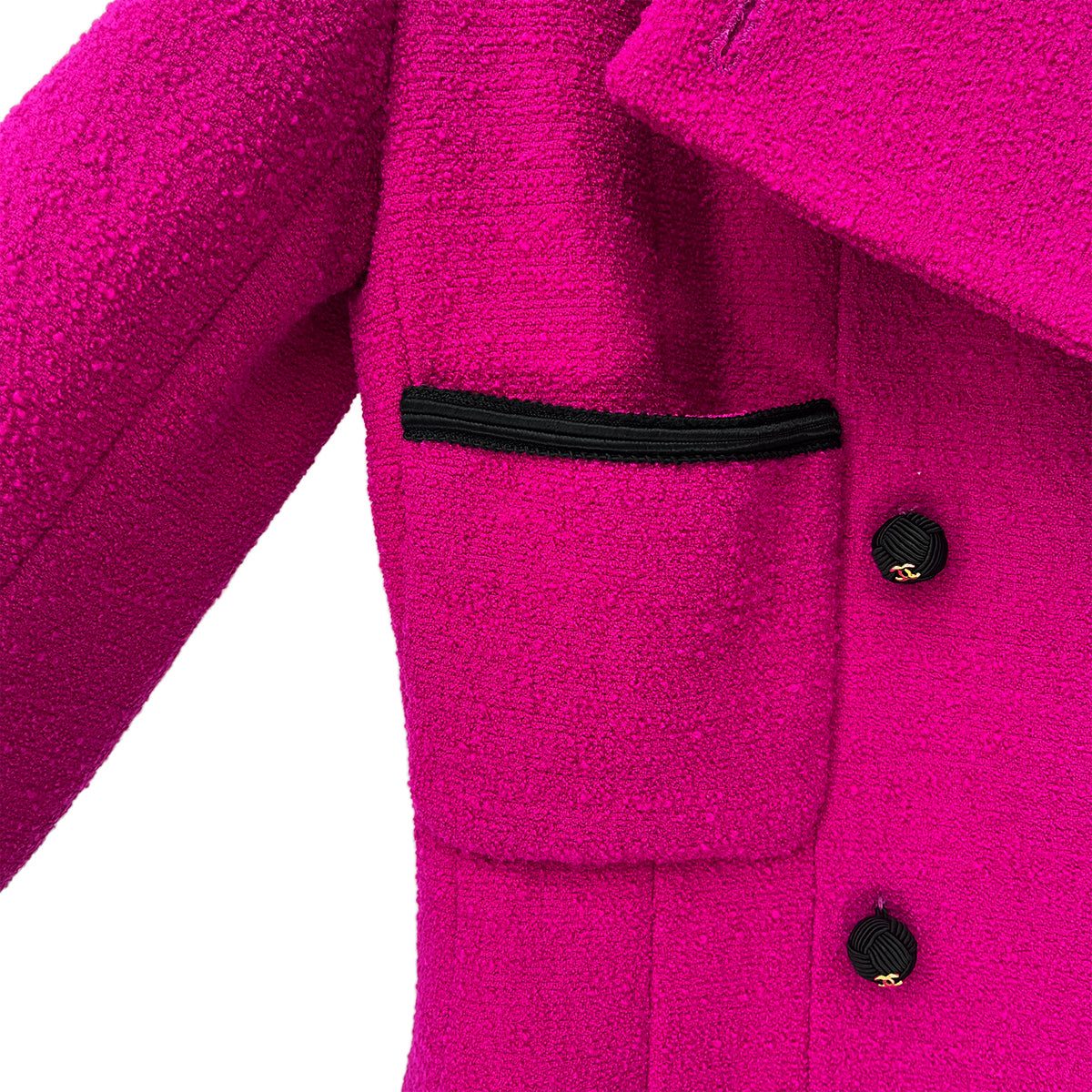 CHANEL VINTAGE COCO BUTTON TWEED JACKET PINK WOOL 36 RTW 90286878