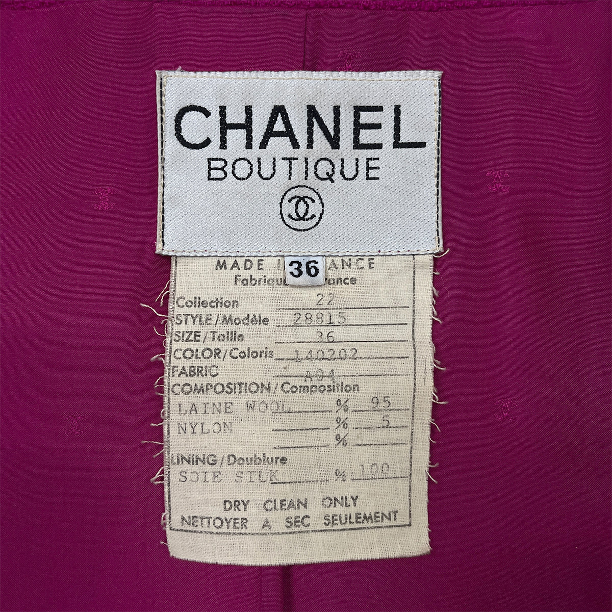 CHANEL VINTAGE COCO BUTTON TWEED JACKET PINK WOOL 36 RTW 90286878