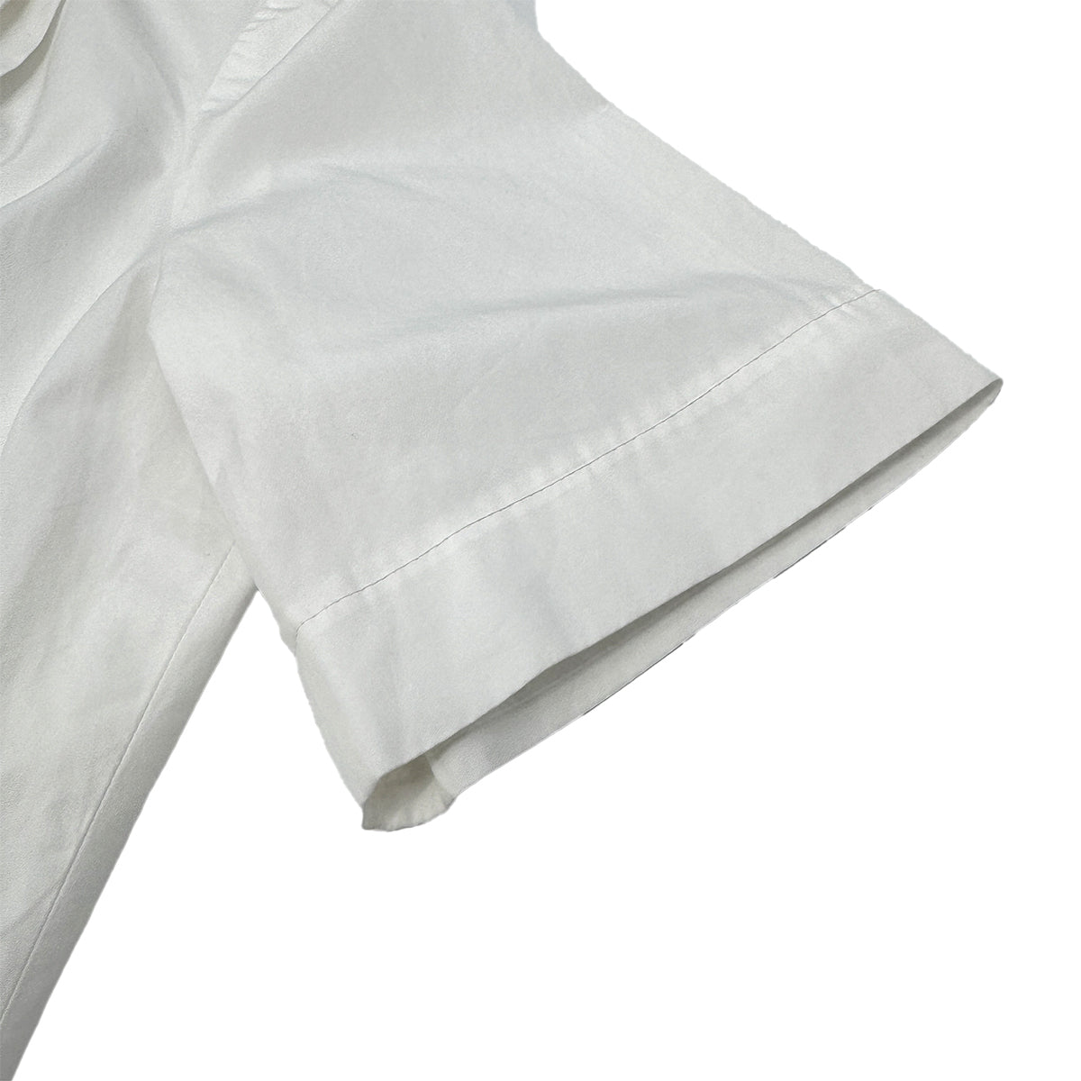 CHANEL VINTAGE COCO BUTTON FRONT SHORT SLEEVE BLOUSE WHITE GOLD COTTON RTW 90286880