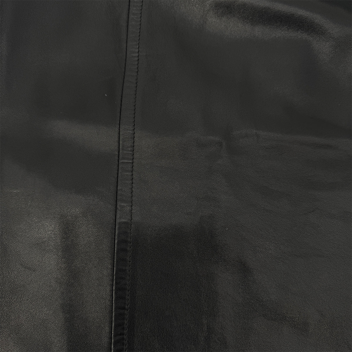 CHANEL VINTAGE LEATHER SKIRT WITH GOLD CHAIN HEM BLACK LAMB SKIN 36 RTW 90286886