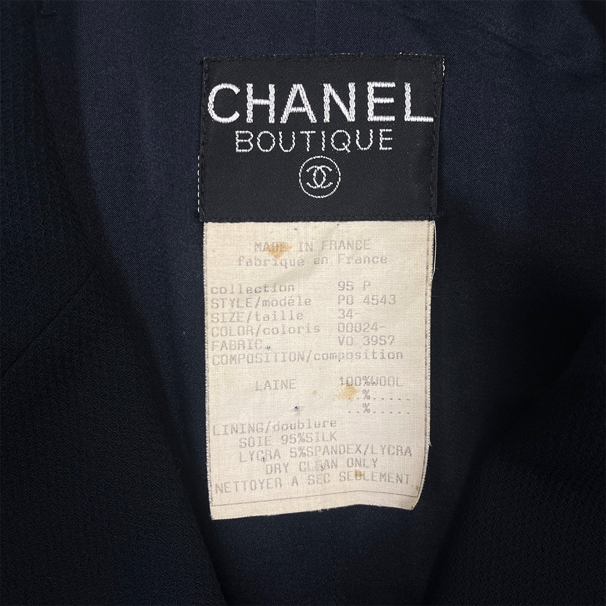 CHANEL VINTAGE COCO BUTTON FOUR POCKET WOOL JACKET BLACK 34 95P RTW 90286887