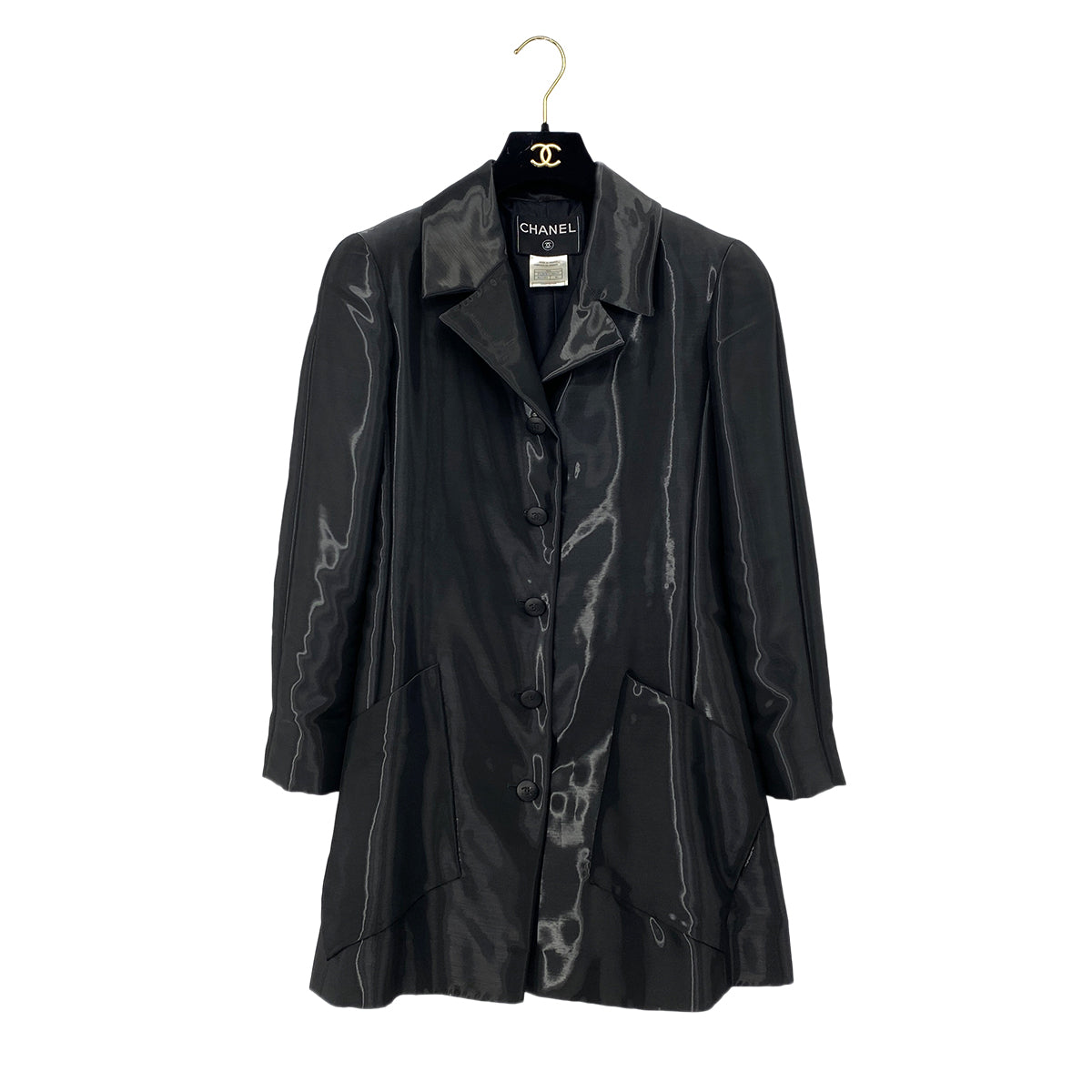 CHANEL VINTAGE COCO BUTTON JACKET BLACK ACETATE 36 00A RTW 90286888