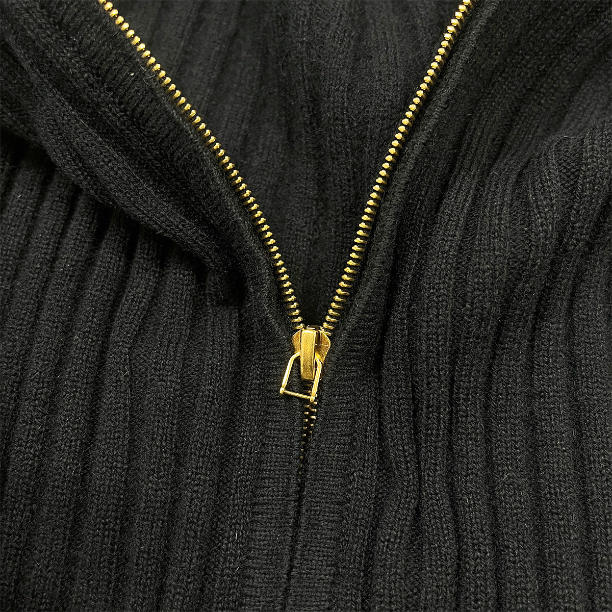 CHANEL VINTAGE COCOMARK LOGO PATCH ZIP LIB KNIT TOPS BLACK CASHMERE 44 96A RTW 90286890