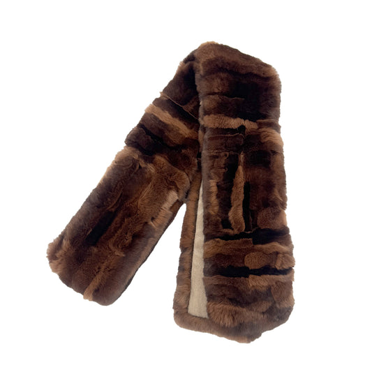 CHANEL OLYLAG WINTER SCARF COCOMARK BROWN LAPIN FUR ACCESSORY 90286897