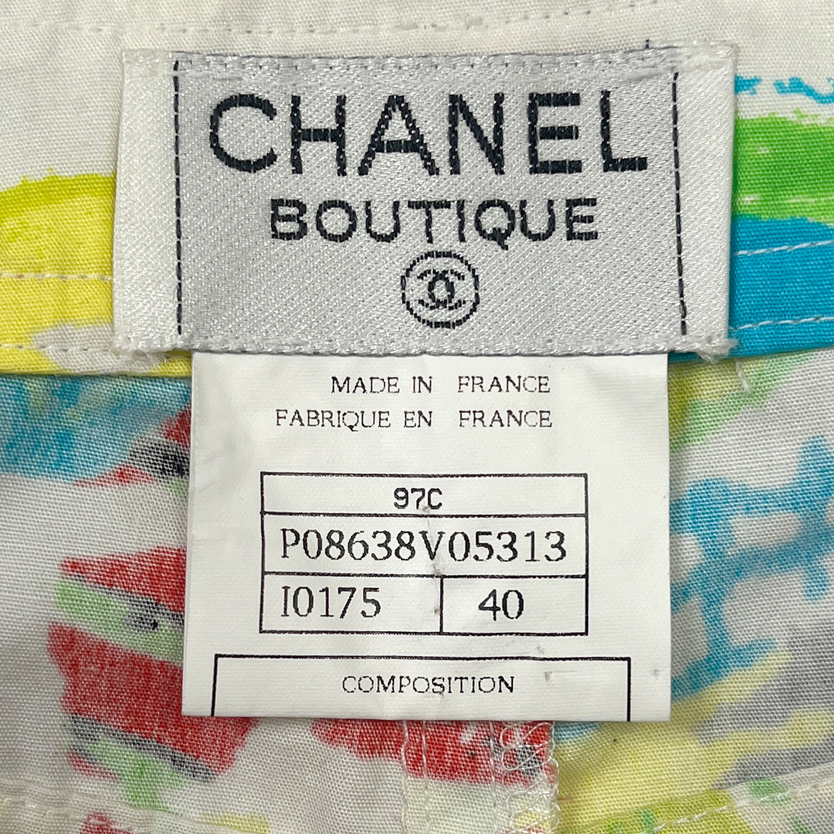 CHANEL CRUISE LINE 1997 COCO BUTTON MULTI COLOR PANTS COTTON 40 97C RTW 90286899