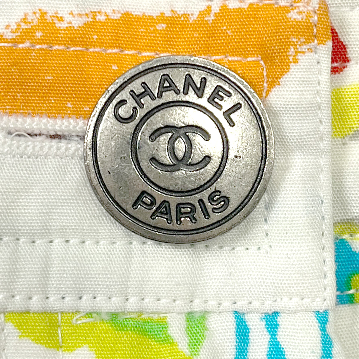CHANEL CRUISE LINE 1997 COCO BUTTON MULTI COLOR PANTS COTTON 40 97C RTW 90286899
