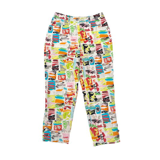 CHANEL CRUISE LINE 1997 COCO BUTTON MULTI COLOR PANTS COTTON 40 97C RTW 90286899