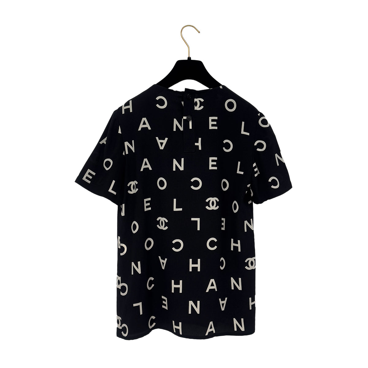 CHANEL VINTAGE LOGO COCOMARK BLOUSE TOPS BLACK WHITE SILK 38 97P RTW 90286908
