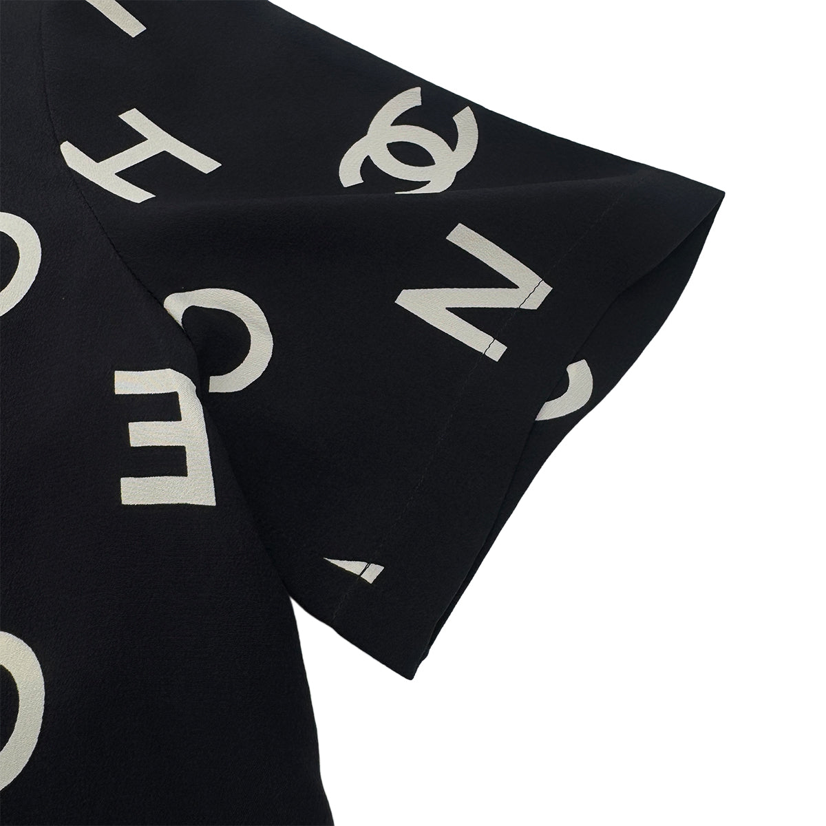 CHANEL VINTAGE LOGO COCOMARK BLOUSE TOPS BLACK WHITE SILK 38 97P RTW 90286908