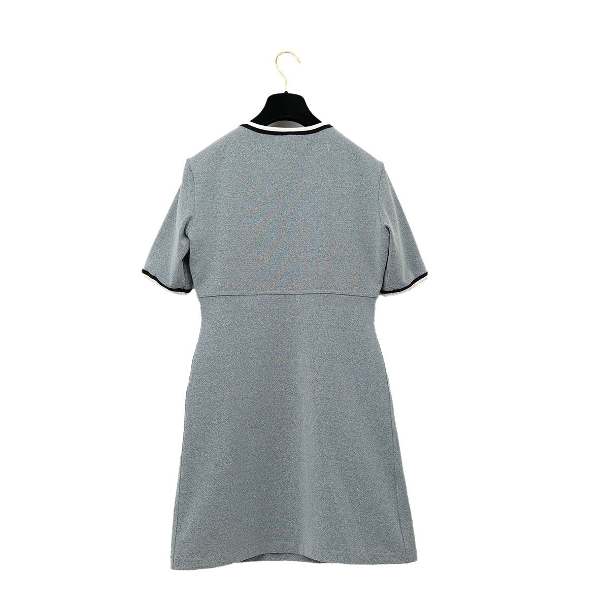 CHANEL VINTAGE COCOMARK HALF SLEEVE DRESS GRAY NYLON 44 98P RTW 90286909