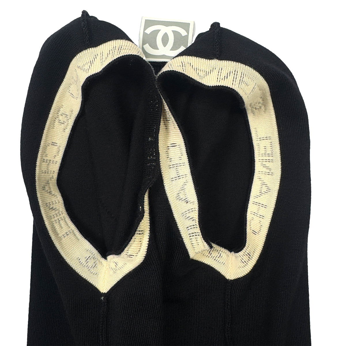 CHANEL VINTAGE COCOMARK LOGO KNIT SLEEVELESS TOPS BLACK WOOL 36 07A RTW 90286913