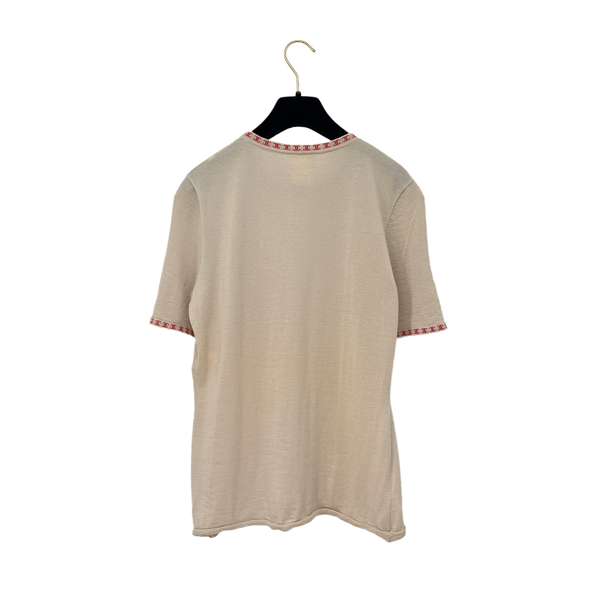CHANEL SHORT SLEEVE TOPS COCOMARK BEIGE CASHMERE 46 01S RTW 90286916