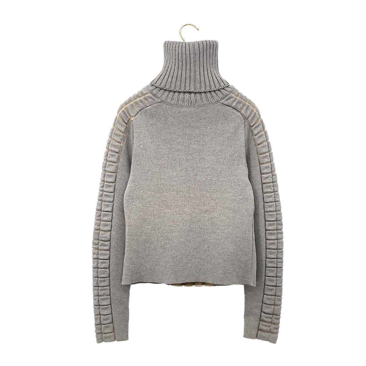 CHANEL VINTAGE COCOMARK CHOCOLATE BAR TURTLENECK KNIT GRAY WOOL 38 00A RTW 90286926