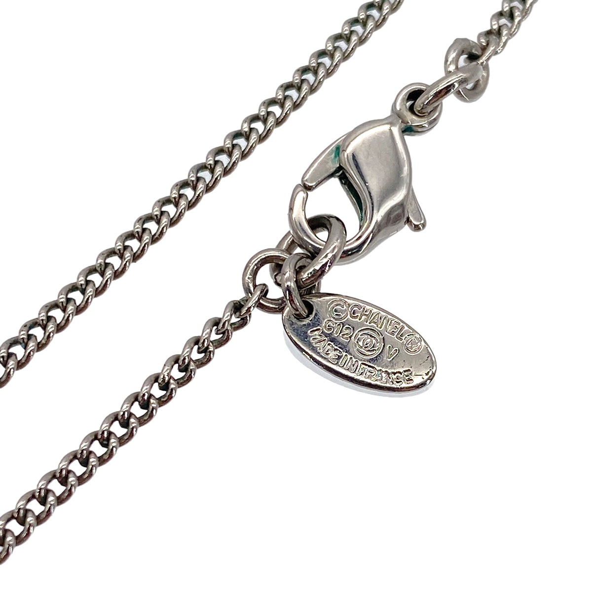 CHANEL NECKLACE COCOMARK RHINESTONE SILVER ACCESSORY C12V 90287071