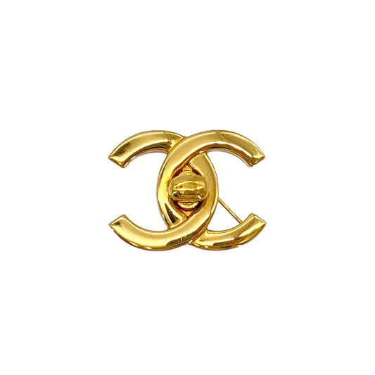 CHANEL VINTAGE COCOMARK BROOCH TURNLOCK ACCESSORY GOLD 96P 90287073