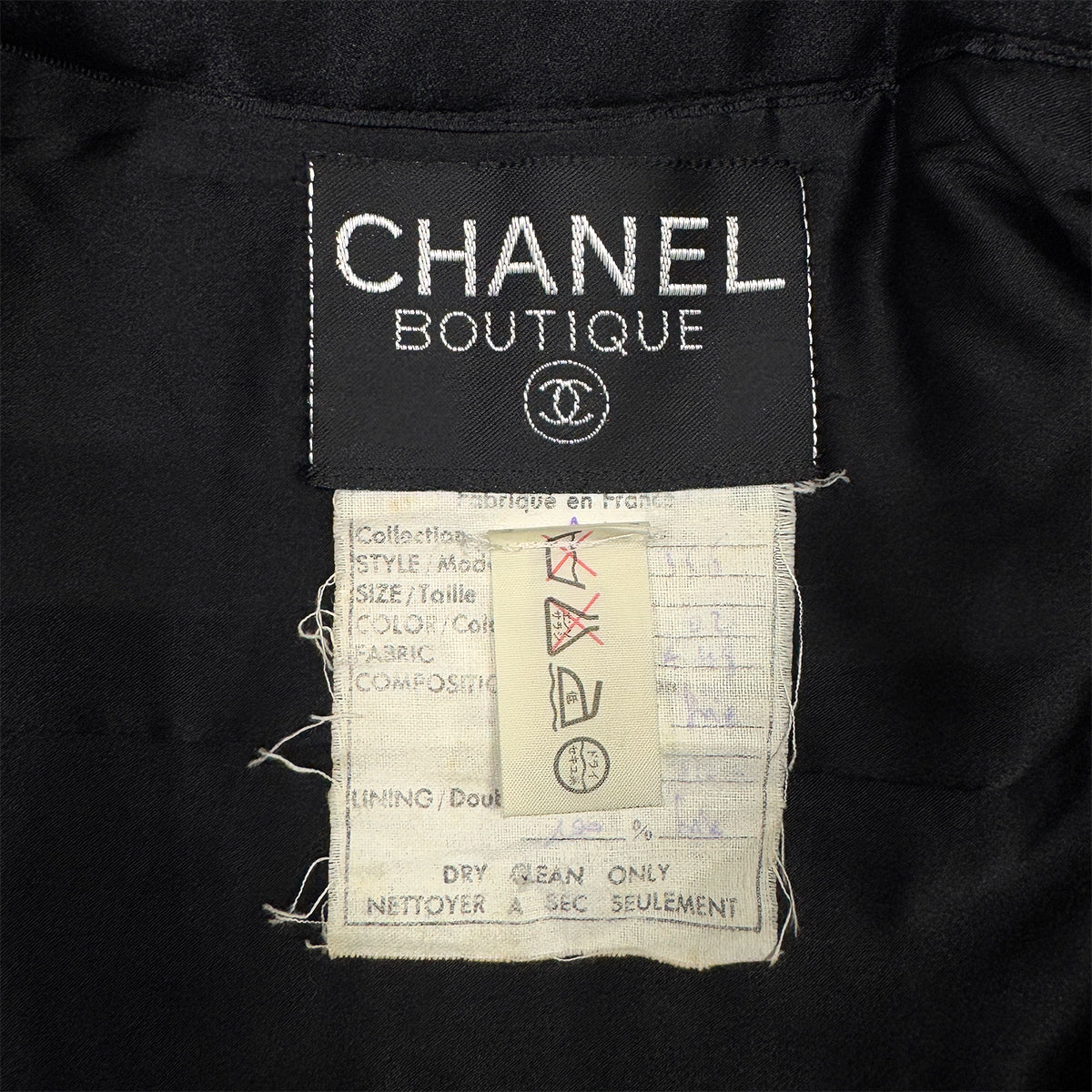 CHANEL VINTAGE COCO BUTTON FOUR POCKET DOWN COAT BLACK 38 RTW 90287075