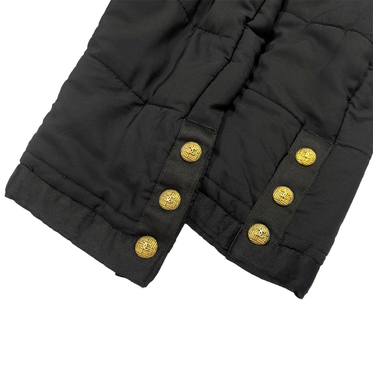 CHANEL VINTAGE COCO BUTTON FOUR POCKET DOWN COAT BLACK 38 RTW 90287075
