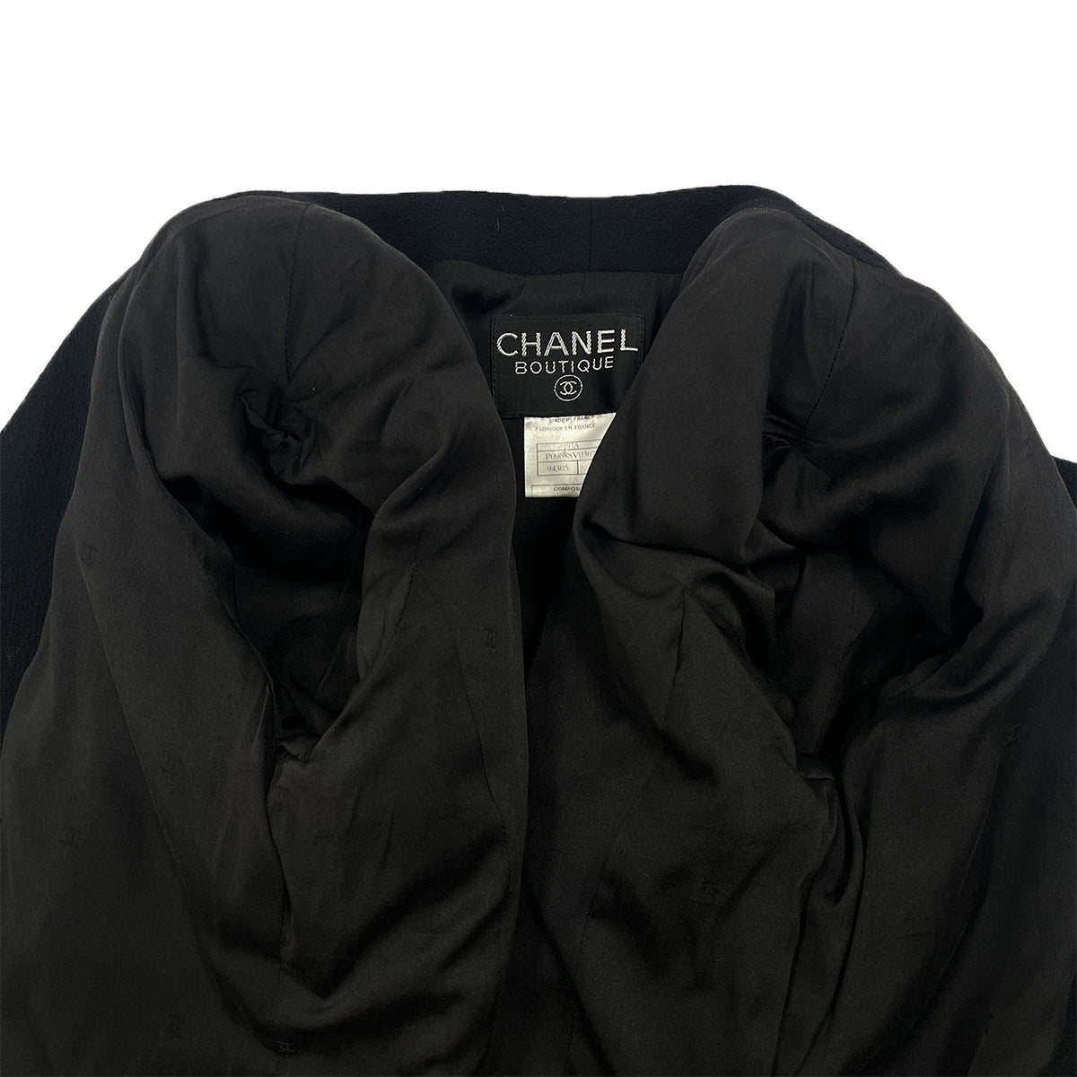 CHANEL VINTAGE COCO BUTTON JACKET BLACK WOOL 40 97A RTW 90287081