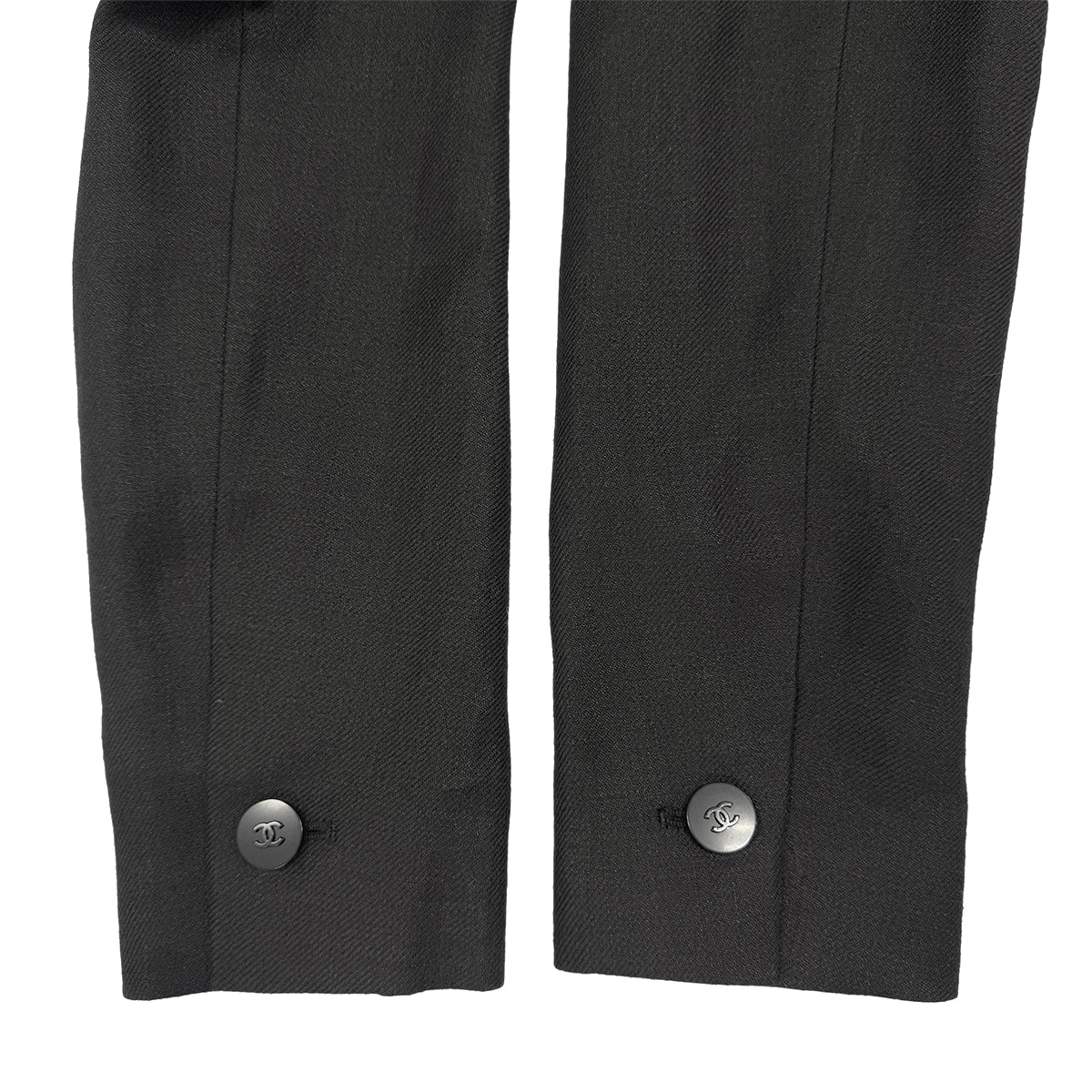 CHANEL VINTAGE COCO BUTTON NO-COLLAR JACKET BLACK LINEN 36 98C RTW 90287084