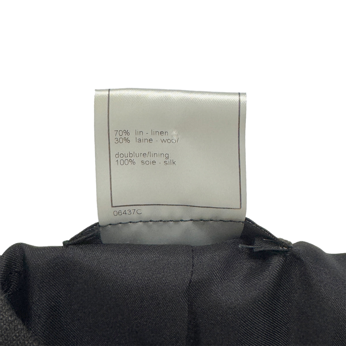 CHANEL VINTAGE COCO BUTTON NO-COLLAR JACKET BLACK LINEN 36 98C RTW 90287084