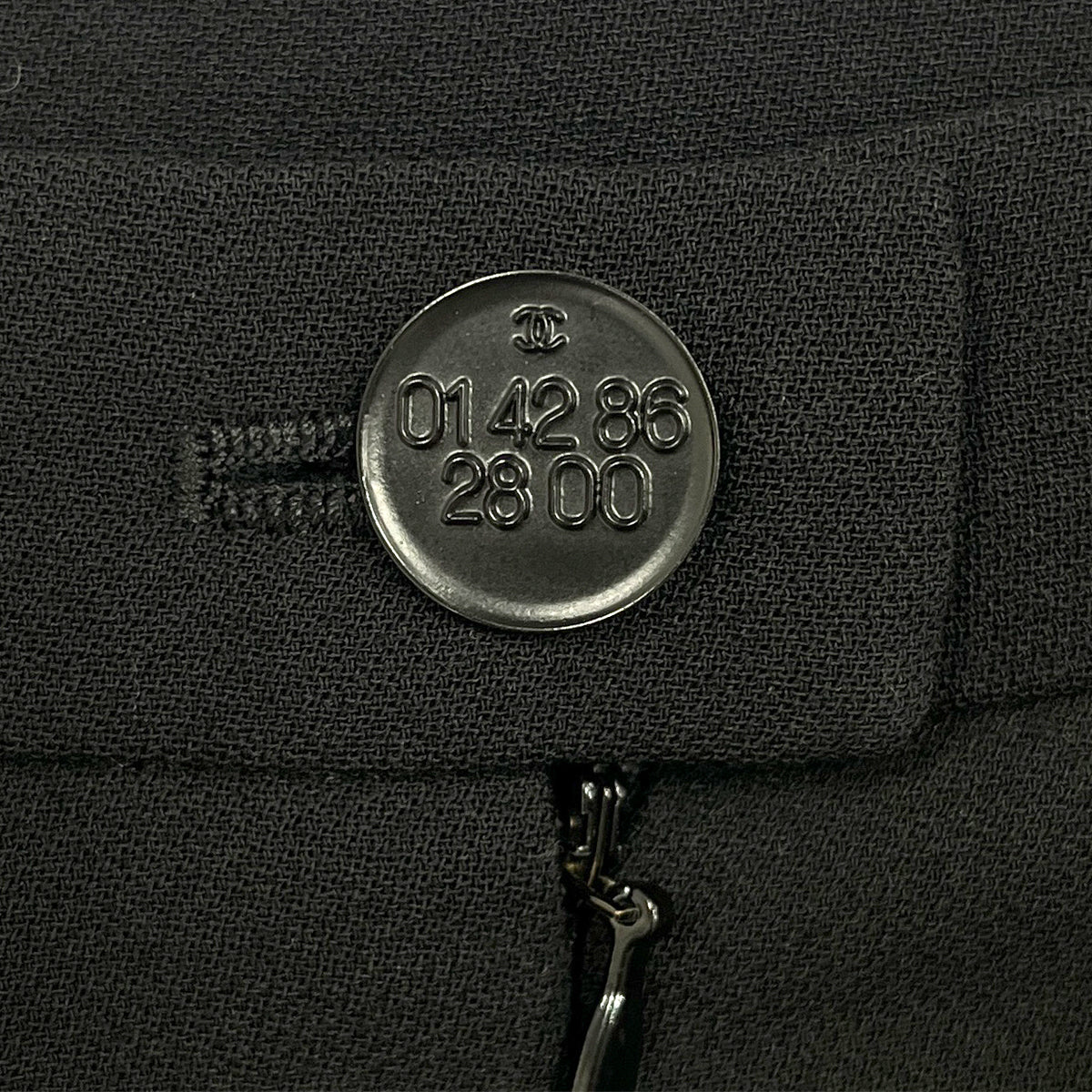 CHANEL VINTAGE COCOMARK CHAIN BELT JACKET COCO BUTTON SKIRT SET BLACK WOOL 34 98P RTW 90287085