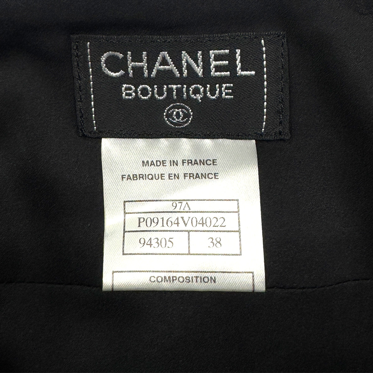 CHANEL VINTAGE COCO  BUTTON TAILORED JACKET SKIRT SET BLACK WOOL 38 97A RTW 90287090