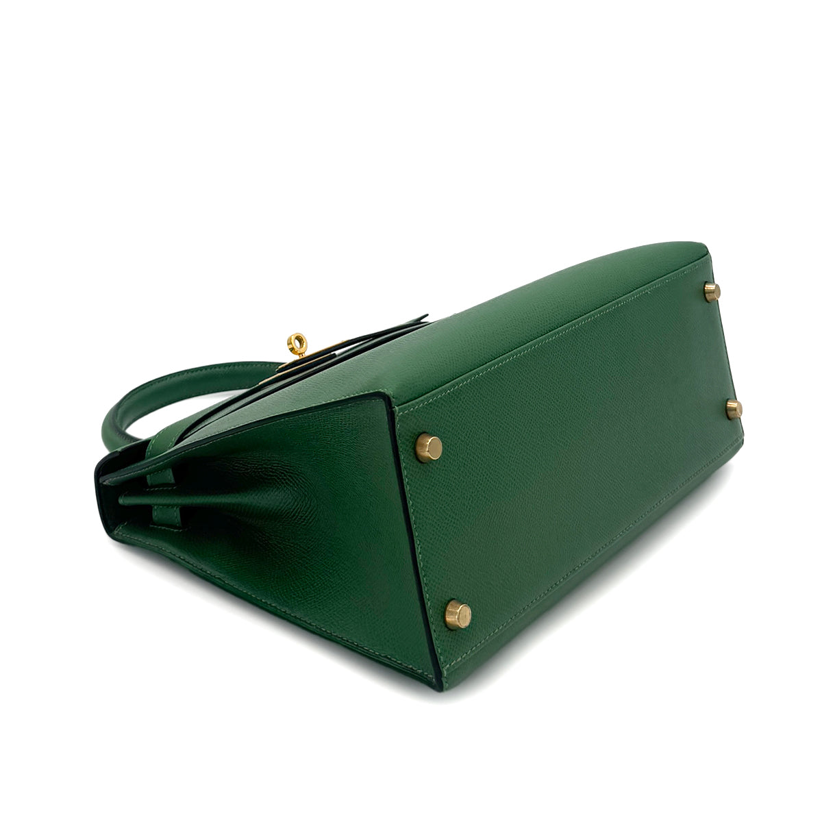 HERMES KELLY 28 SELLIER GREEN COUCHEVEL HAND SHOULDER BAG 〇Y GHW 90287104