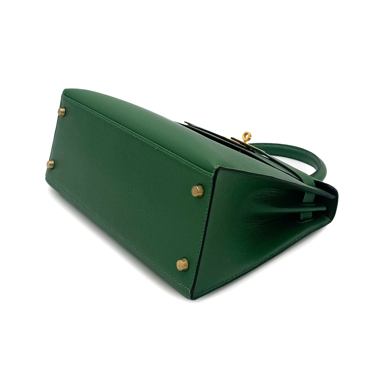 HERMES KELLY 28 SELLIER GREEN COUCHEVEL HAND SHOULDER BAG 〇Y GHW 90287104