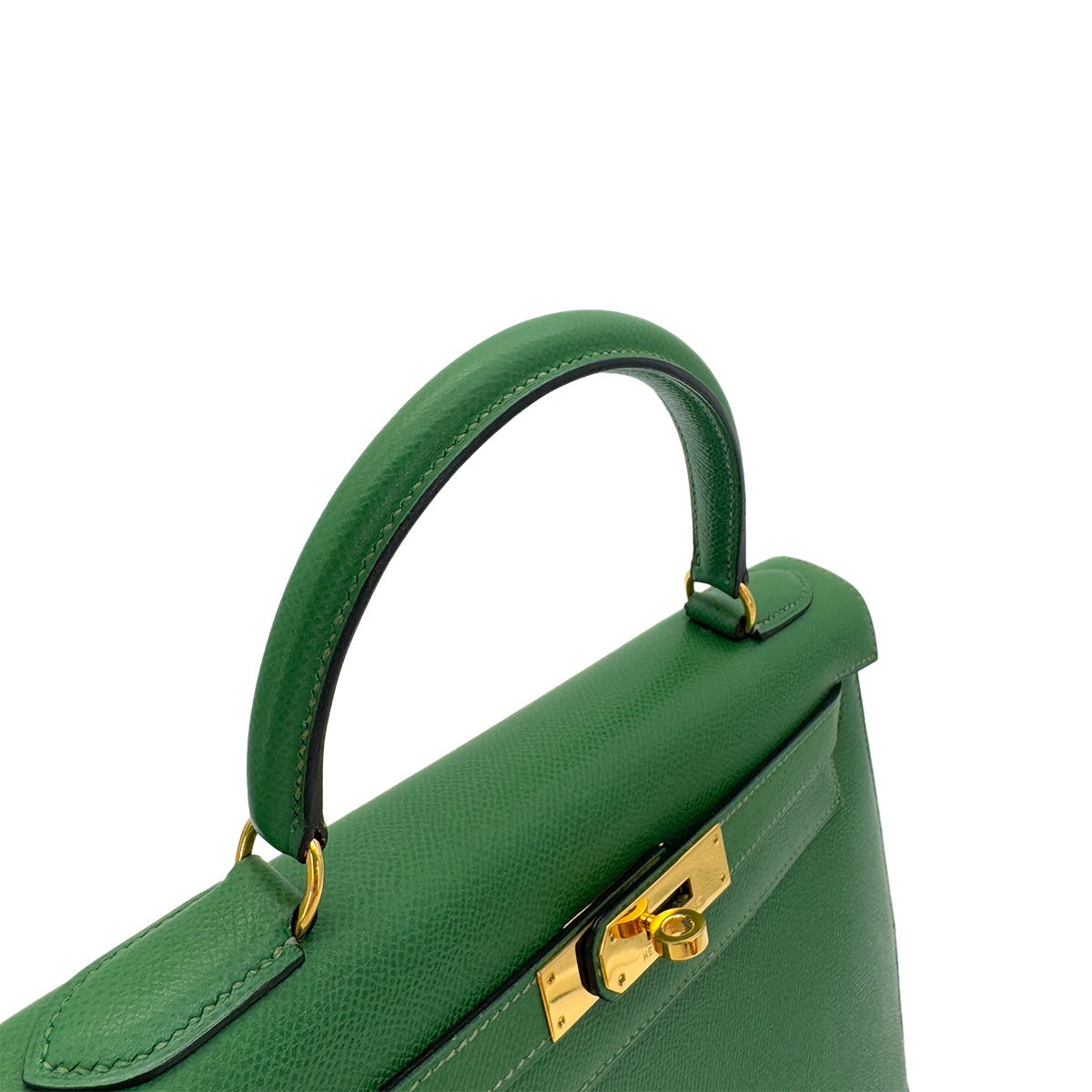HERMES KELLY 28 SELLIER GREEN COUCHEVEL HAND SHOULDER BAG 〇Y GHW 90287104