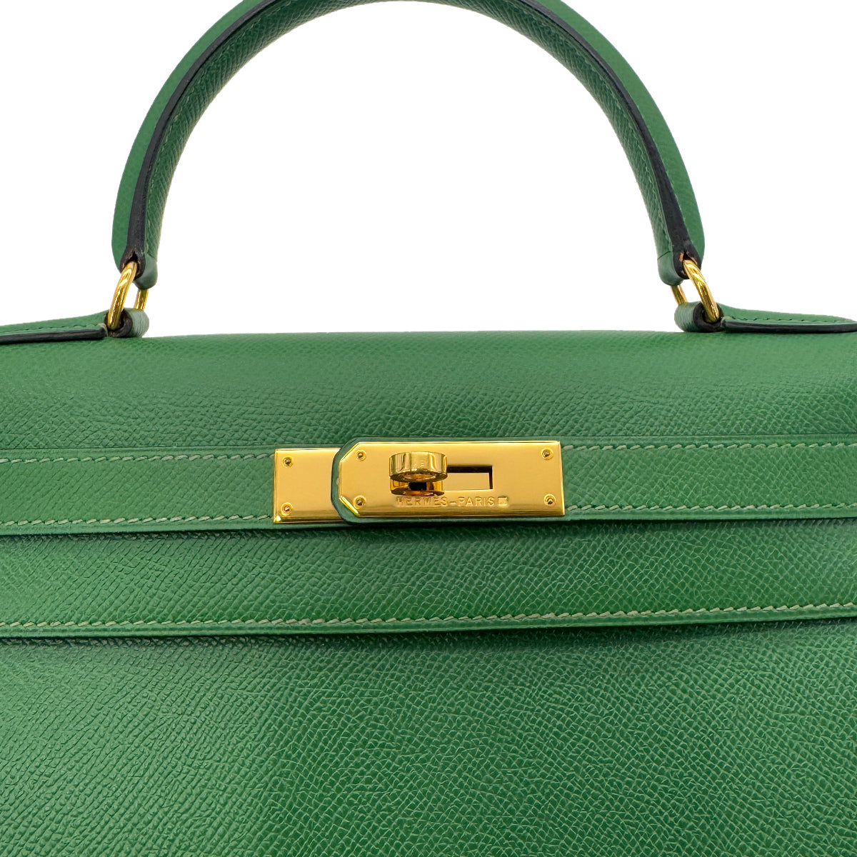 HERMES KELLY 28 SELLIER GREEN COUCHEVEL HAND SHOULDER BAG 〇Y GHW 90287104