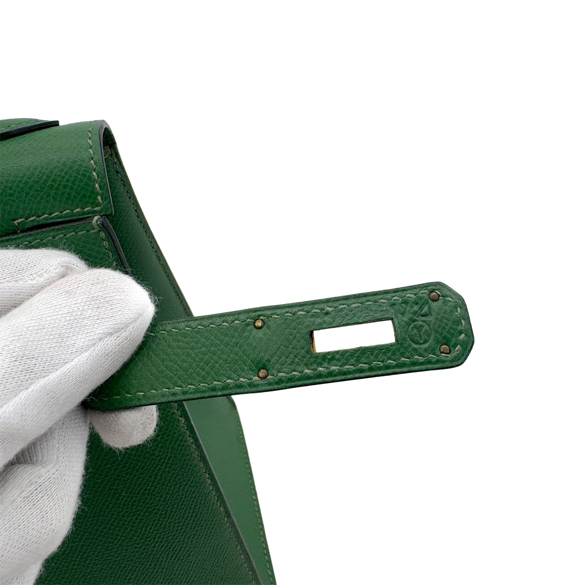 HERMES KELLY 28 SELLIER GREEN COUCHEVEL HAND SHOULDER BAG 〇Y GHW 90287104