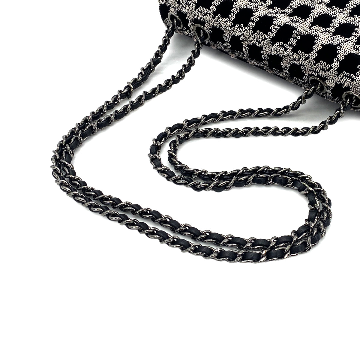 CHANEL CHAIN SHOULDER BAG BLACK VELOR SEQUINS 90287108