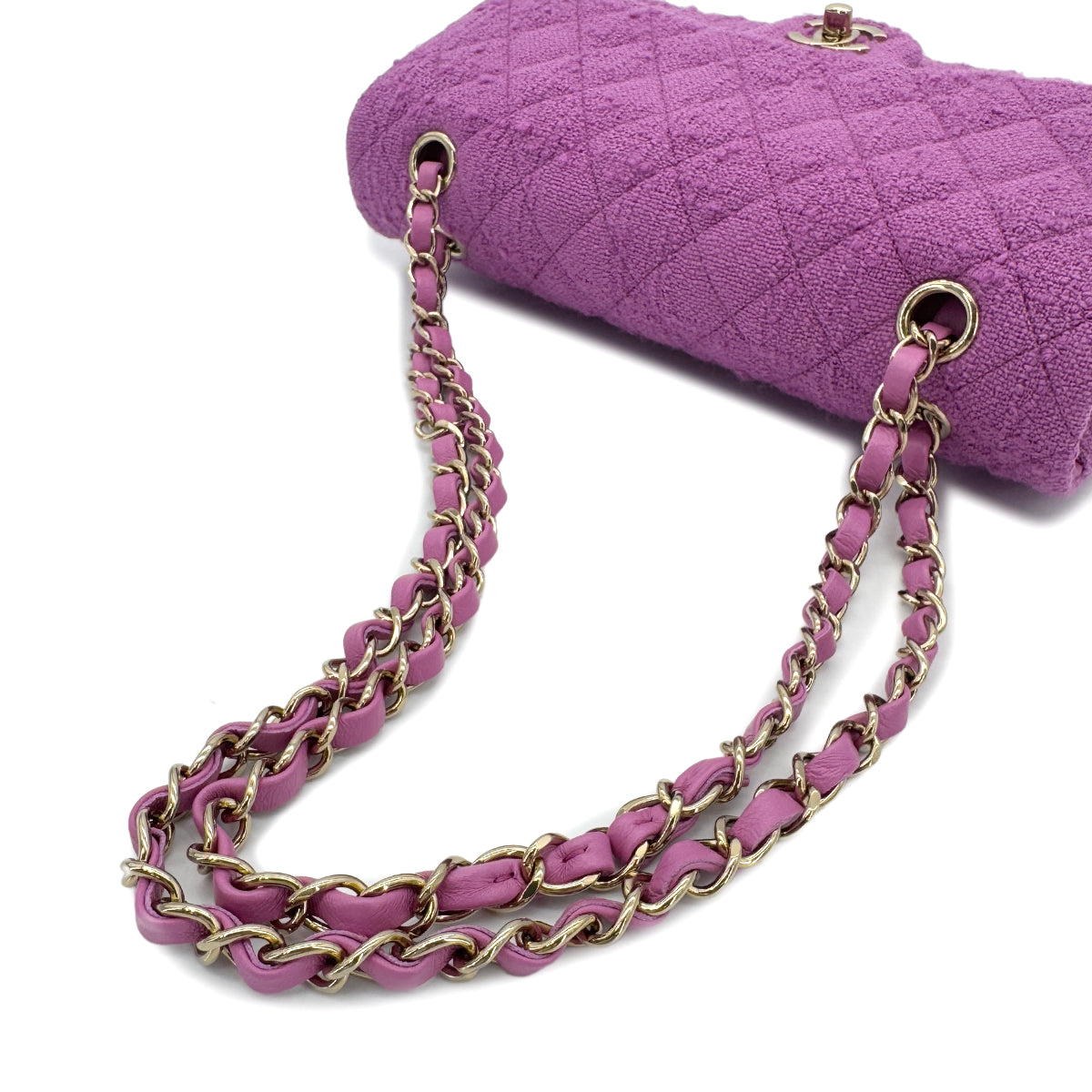 CHANEL MATELASSE CHAIN SHOULDER BAG PURPLE TWEED 90287109