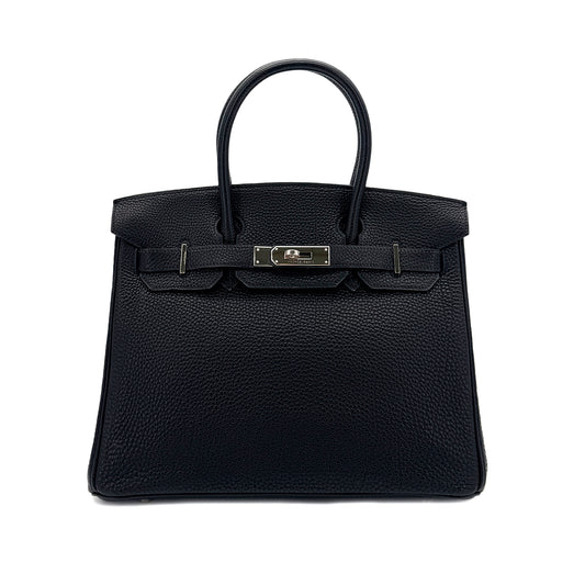 HERMES BIRKIN 30 BLACK TOGO HAND BAG □E SHW 90287224