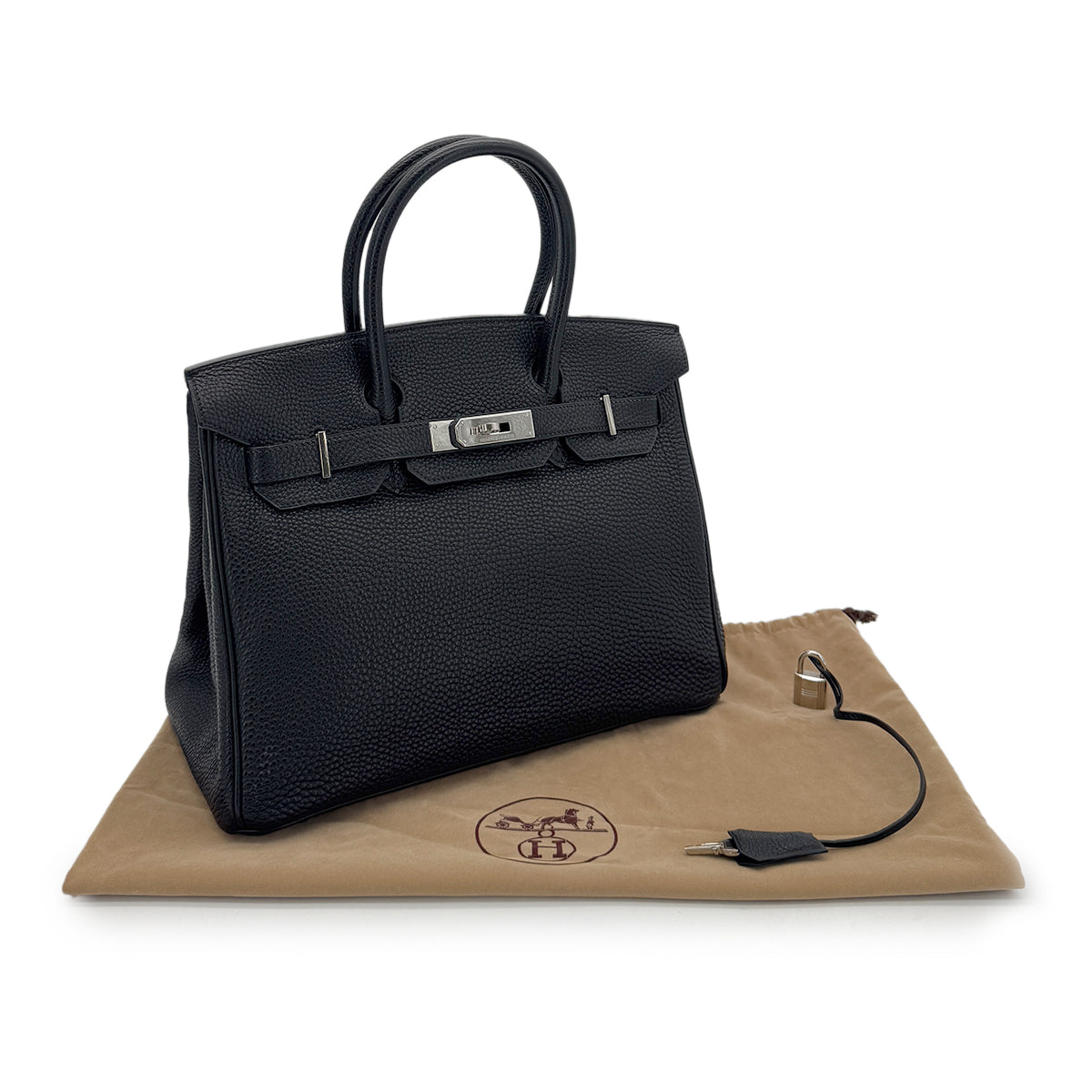 HERMES BIRKIN 30 BLACK TOGO HAND BAG □E SHW 90287224