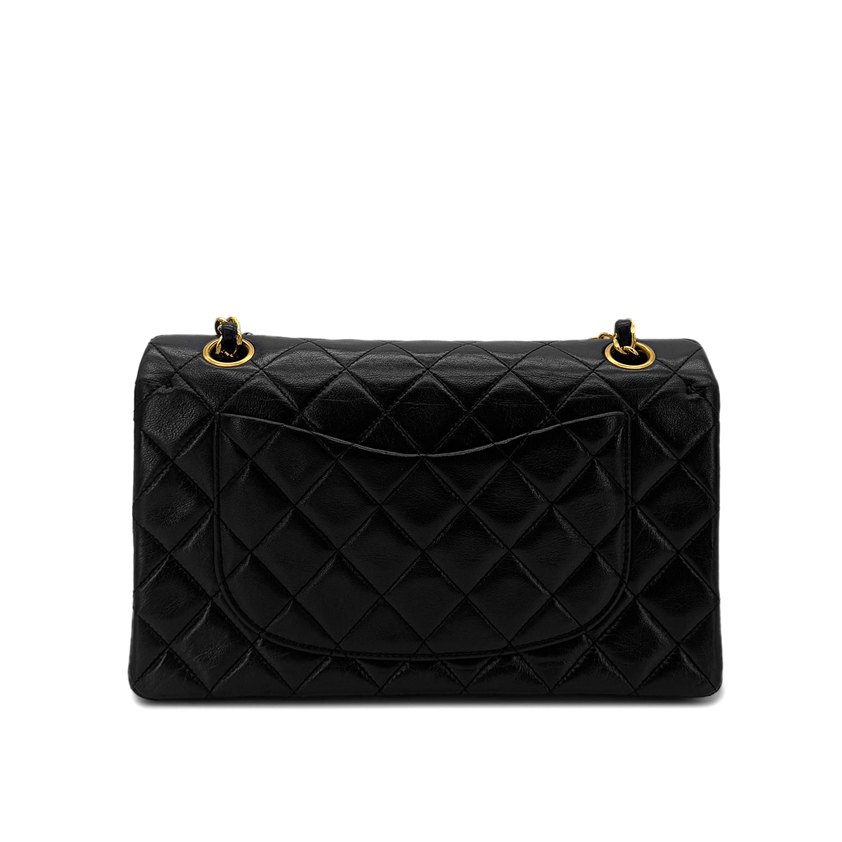 CHANEL VINTAGE CLASSIC FLAP SMALL CHAIN SHOULDER BAG BLACK LAMB SKIN 90287231