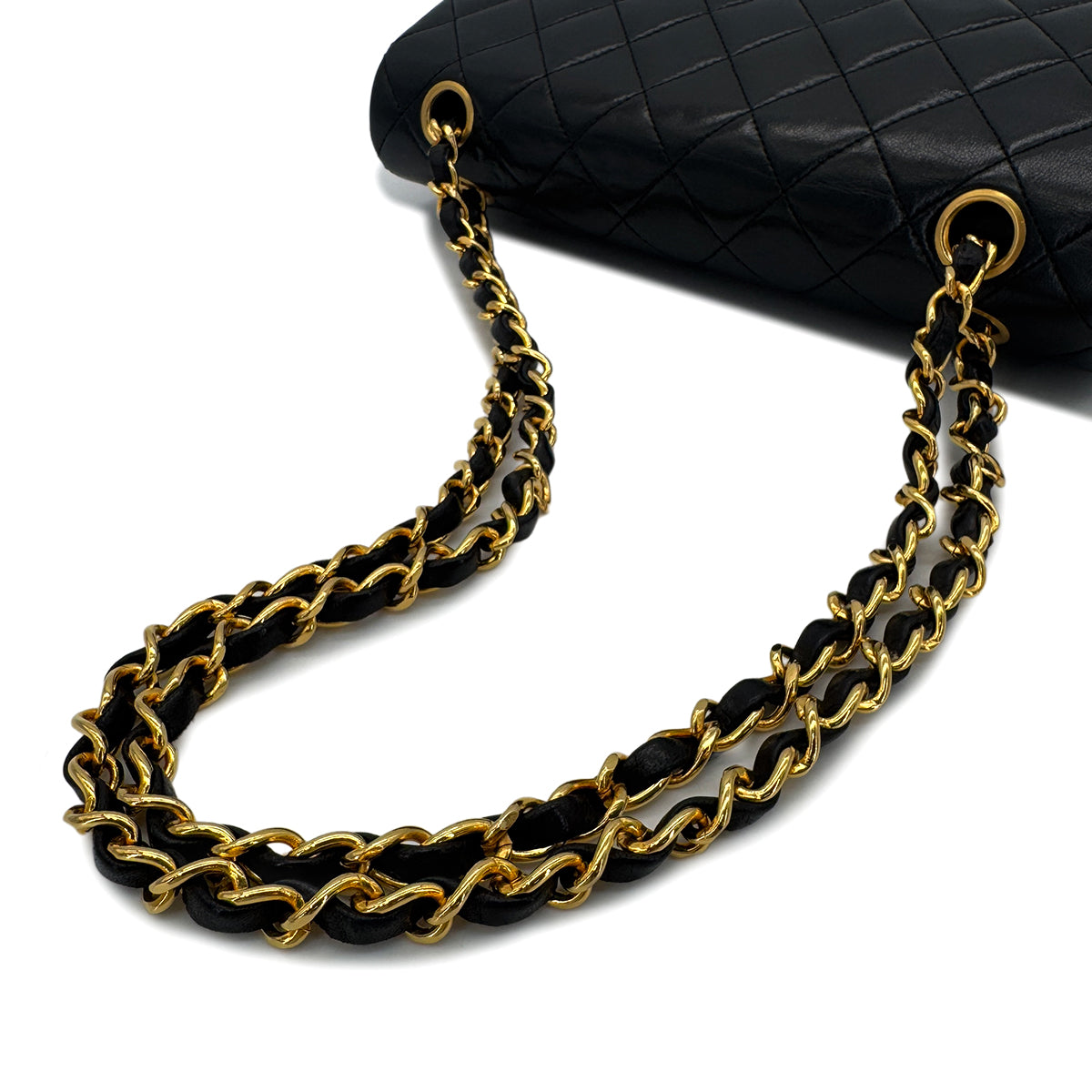 CHANEL VINTAGE CLASSIC FLAP SMALL CHAIN SHOULDER BAG BLACK LAMB SKIN 90287231