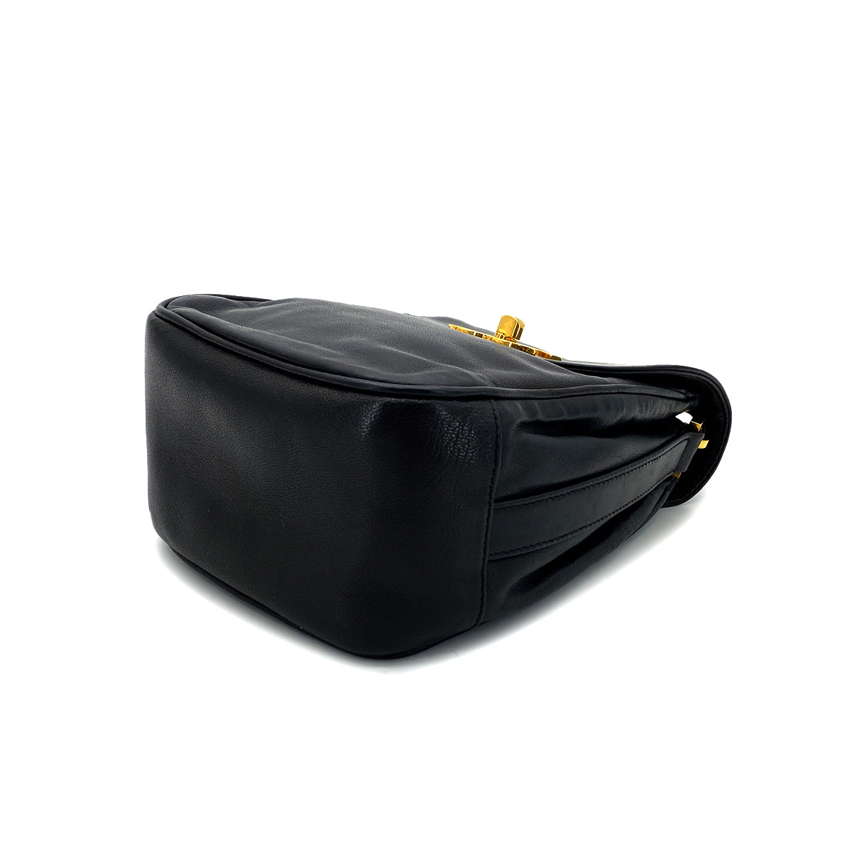 CHANEL VINTAGE CHAIN SHOULDER BAG BLACK LAMB SKIN 90287233