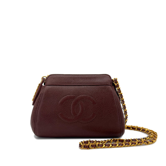 CHANEL VINTAGE COCOMARK CHAIN SHOULDER BAG BROWN CAVIAR SKIN 90287237