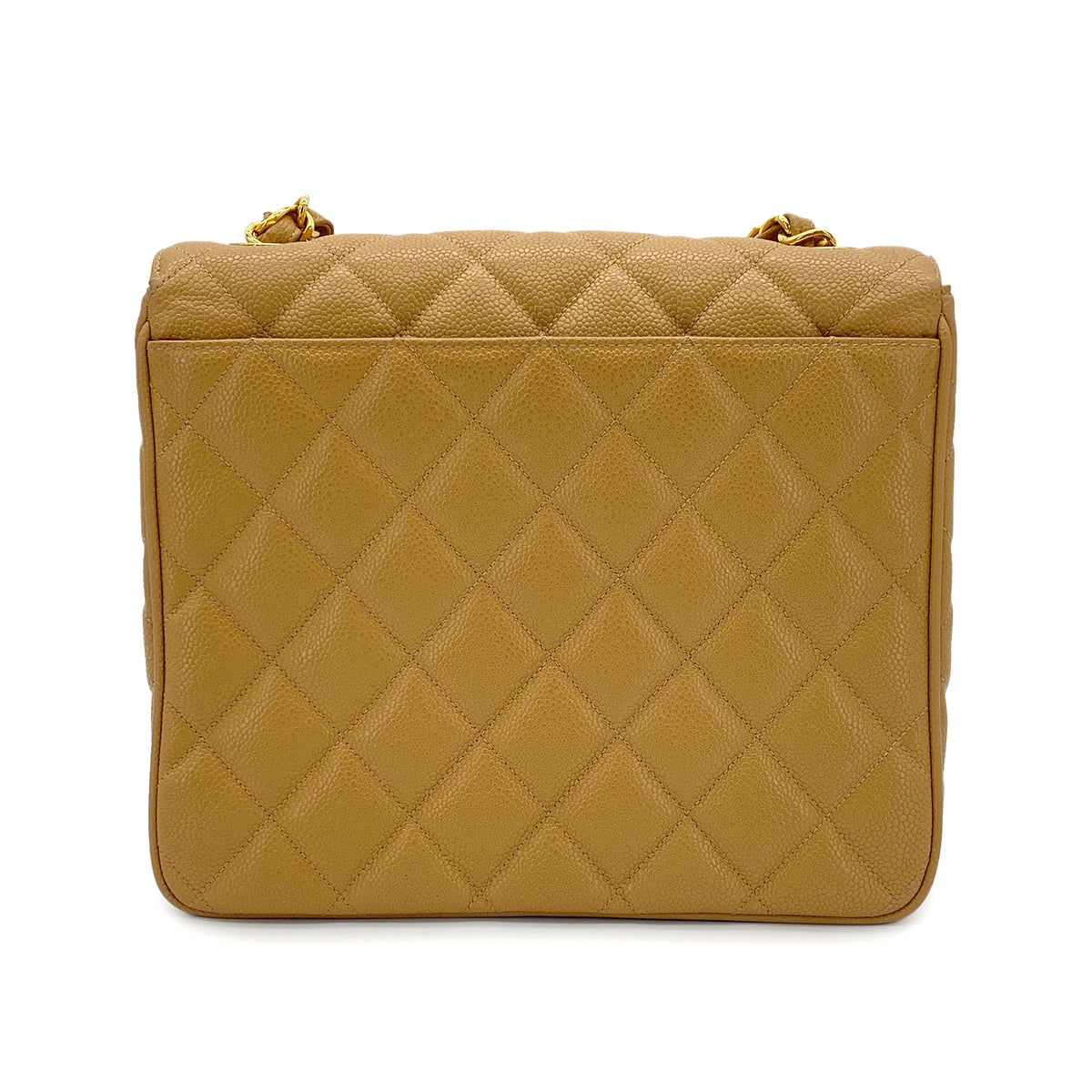 CHANEL VINTAGE MATELASSE CHAIN SHOULDER BAG BEIGE CAVIAR SKIN 90287238