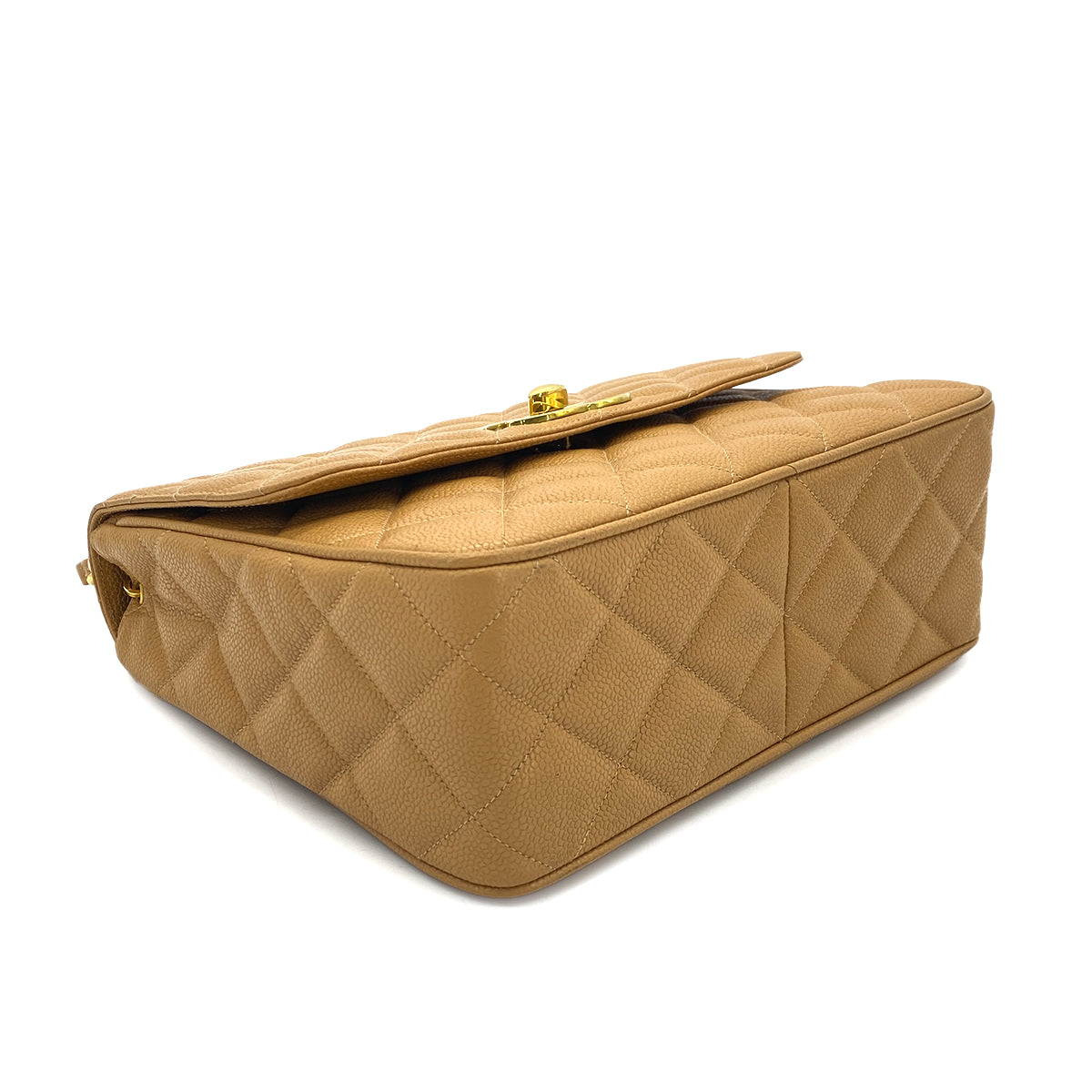 CHANEL VINTAGE MATELASSE CHAIN SHOULDER BAG BEIGE CAVIAR SKIN 90287238