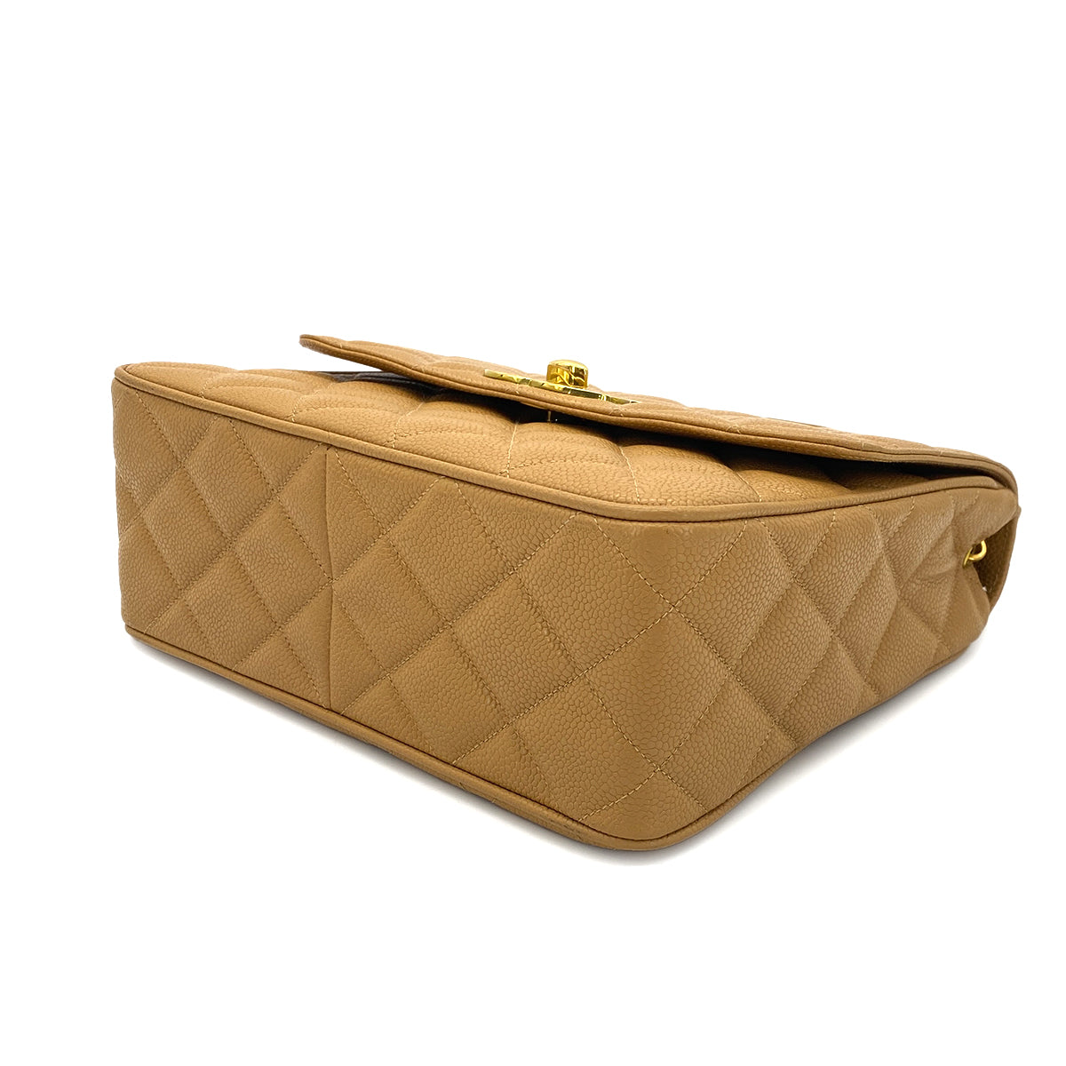 CHANEL VINTAGE MATELASSE CHAIN SHOULDER BAG BEIGE CAVIAR SKIN 90287238