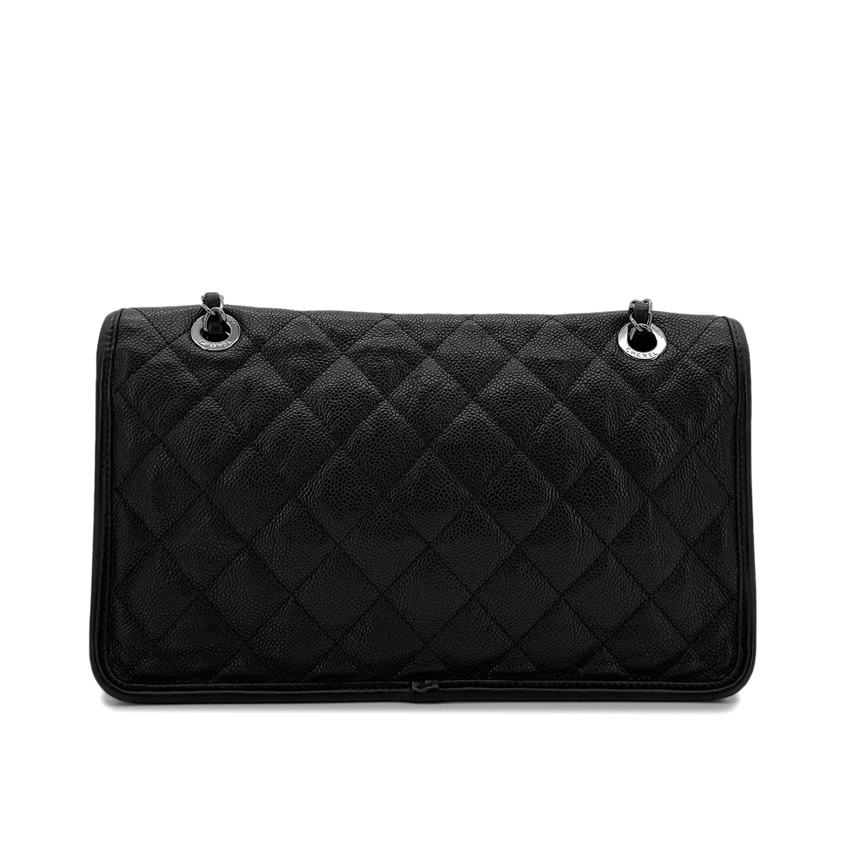 CHANEL FRENCH RIVIERA MATELASSE CHAIN SHOULDER BAG BLACK CAVIAR SKIN 90287247