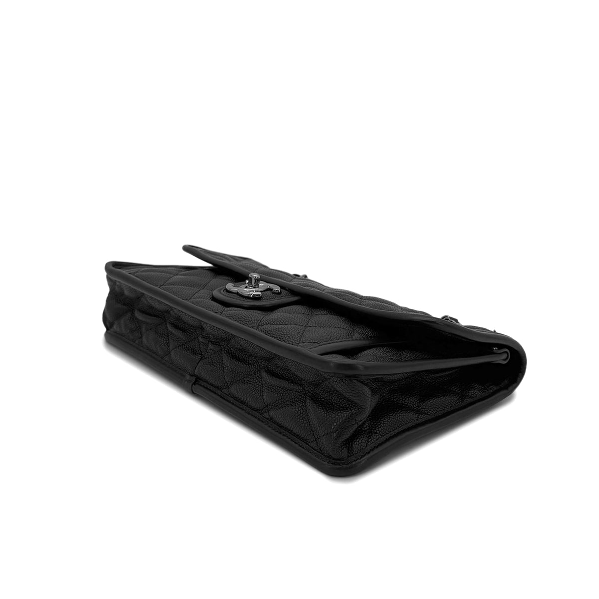 CHANEL FRENCH RIVIERA MATELASSE CHAIN SHOULDER BAG BLACK CAVIAR SKIN 90287247