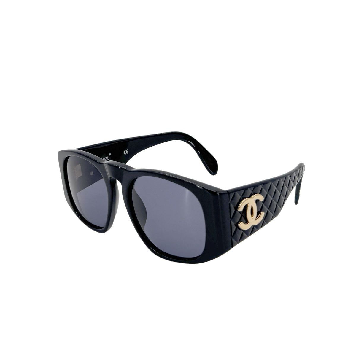 CHANEL VINTAGE SUNGLASSES COCOMARK MATELASSE BLACK EYEWEAR 90287468