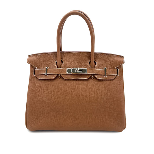 HERMES BIRKIN 30 GOLD TOGO HAND BAG □R SHW 90287470