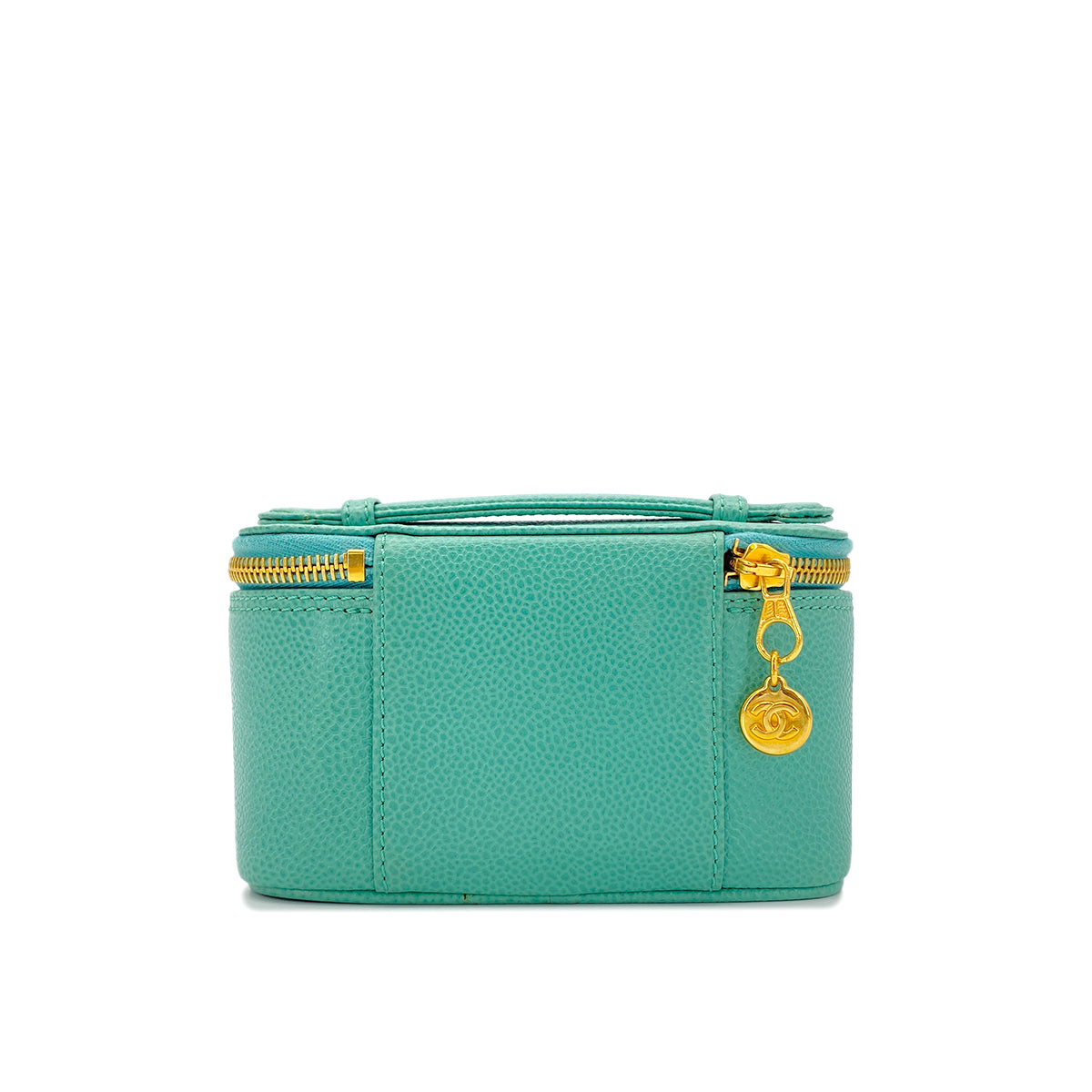 CHANEL VINTAGE MINI VANITY HAND BAG GREEN CAVIAR SKIN 90287472